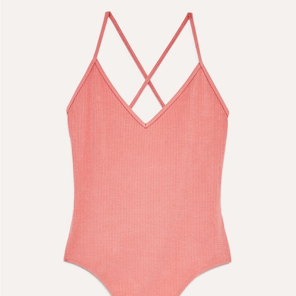 ARITZIA Community SCOOP BACK BODYSUIT TICKLED CORAL NEW Large - Picture 2 of 12